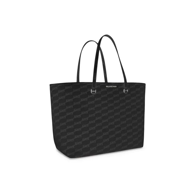 Balenciaga Coated Canvas Tote Bag Shopping Bag Shoulder Bag Handbag Large Size Men's Black-1