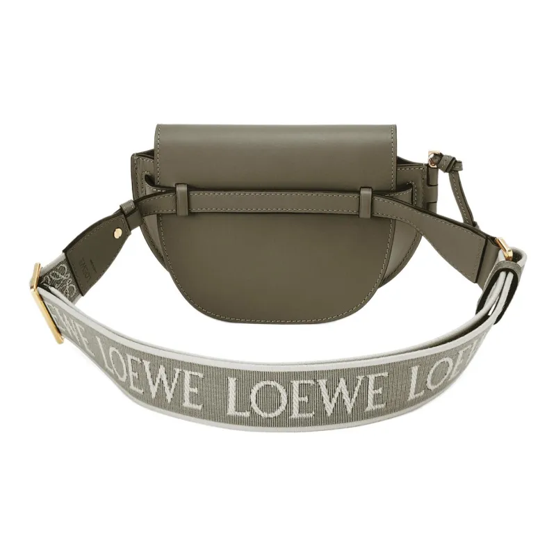 LOEWE Mini Gate Dual Bag In Soft Calfskin And Jacquard Autumn Green-2