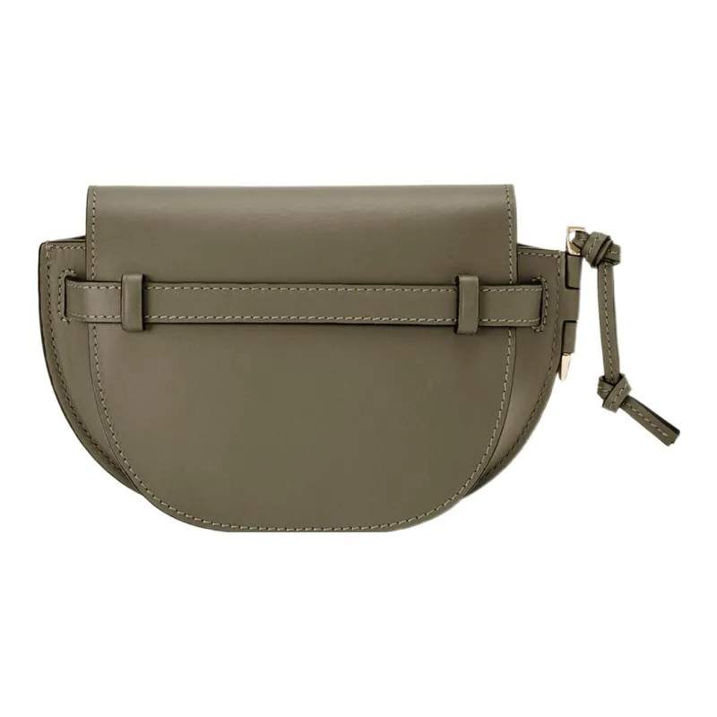 LOEWE Mini Gate Dual Bag In Soft Calfskin And Jacquard Autumn Green-3
