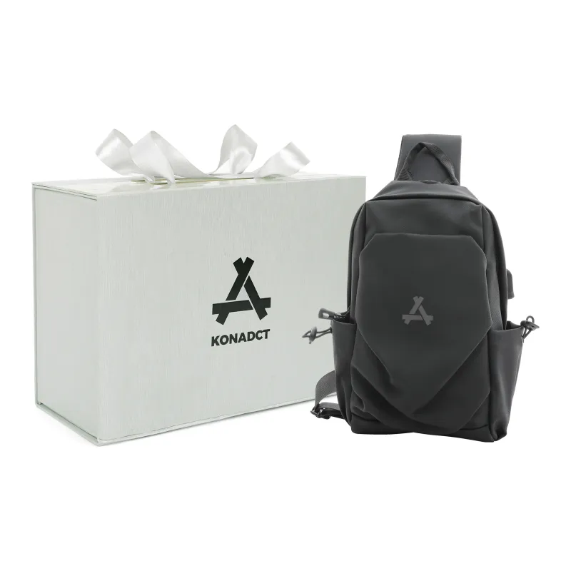 KONADCT Oxford Student Backpack, Shoulder Bag, Crossbody Bag Medium Size Unisex Black/Gray-3