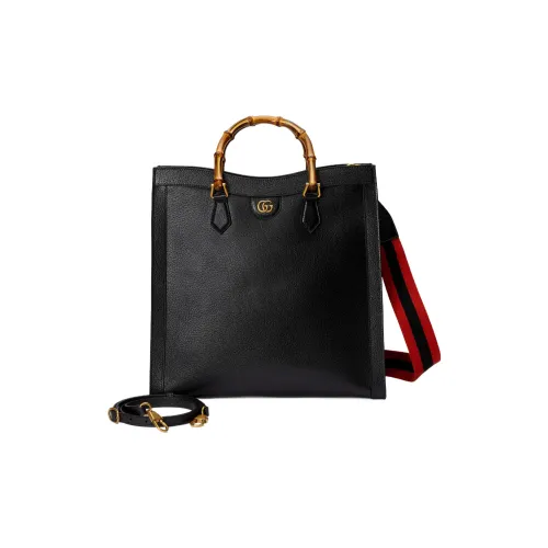 GUCCI Diana Leather Tote Bag Shopping Bag Shoulder Bag Crossbody Bag Handbag Large Size Men's Black