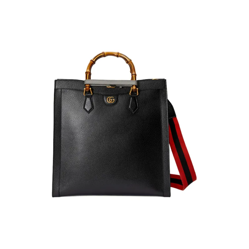 GUCCI Diana Leather Tote Bag Shopping Bag Shoulder Bag Crossbody Bag Handbag Large Size Men's Black-1
