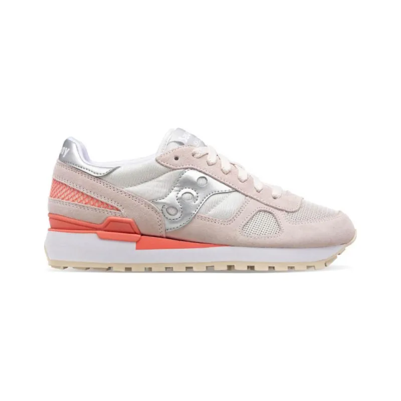Saucony Shadow Original Slip Resistant Breathable Low Top Running Shoes Women's White Pink-1