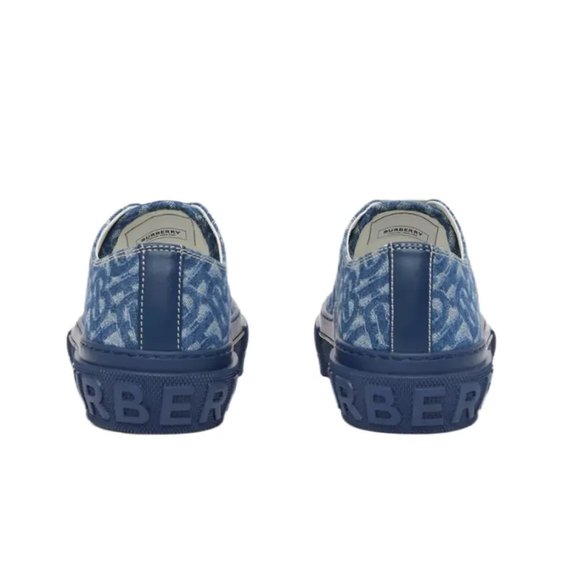 Burberry Low Top Skateboard Shoes Women's Denim Blue-3
