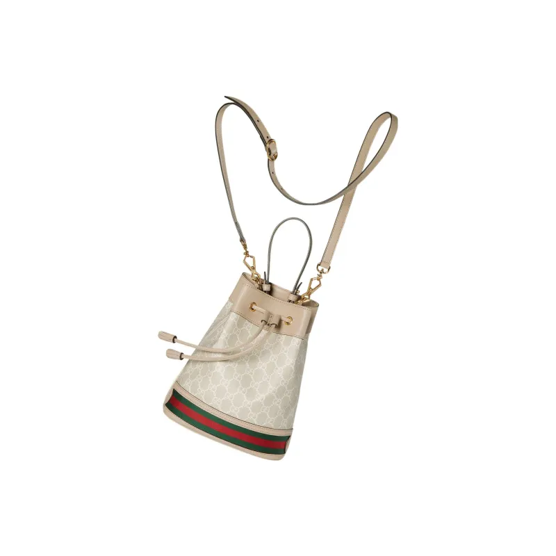 GUCCI Ophidia Canvas With Leather Bucket Bag Canvas Bag Handbag Shoulder Bag Crossbody Bag Small Size Women's Beige-7