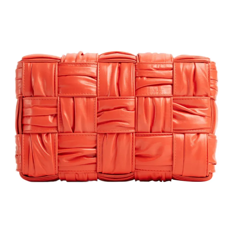 Bottega Veneta Plisse Intreccio Cassette Crossbody Bag Sunburst-1