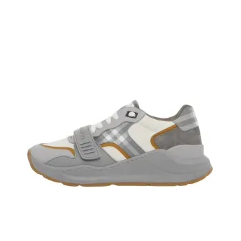Burberry Ramsey Vintage Check Suede Leather Sneaker Grey Women's
