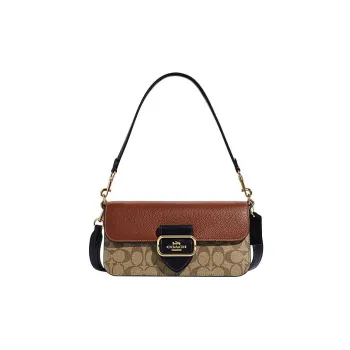 COACH With Cow Leather Portable Crossbody Bag, Shoulder Bag Large Size Women's Khaki & Brown