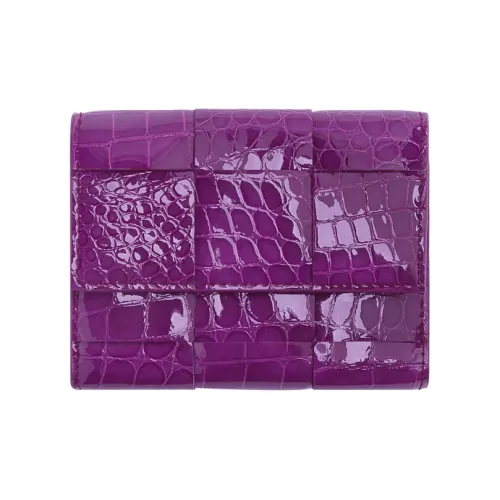 Bottega Veneta Shiny Cow Leather Wallet Large Size Women's Venom Violet