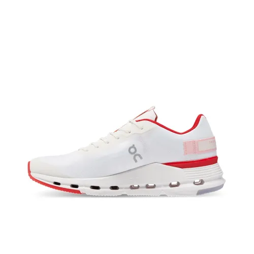 On Cloudnova Casual Shoes Women's Low-Top White/Red