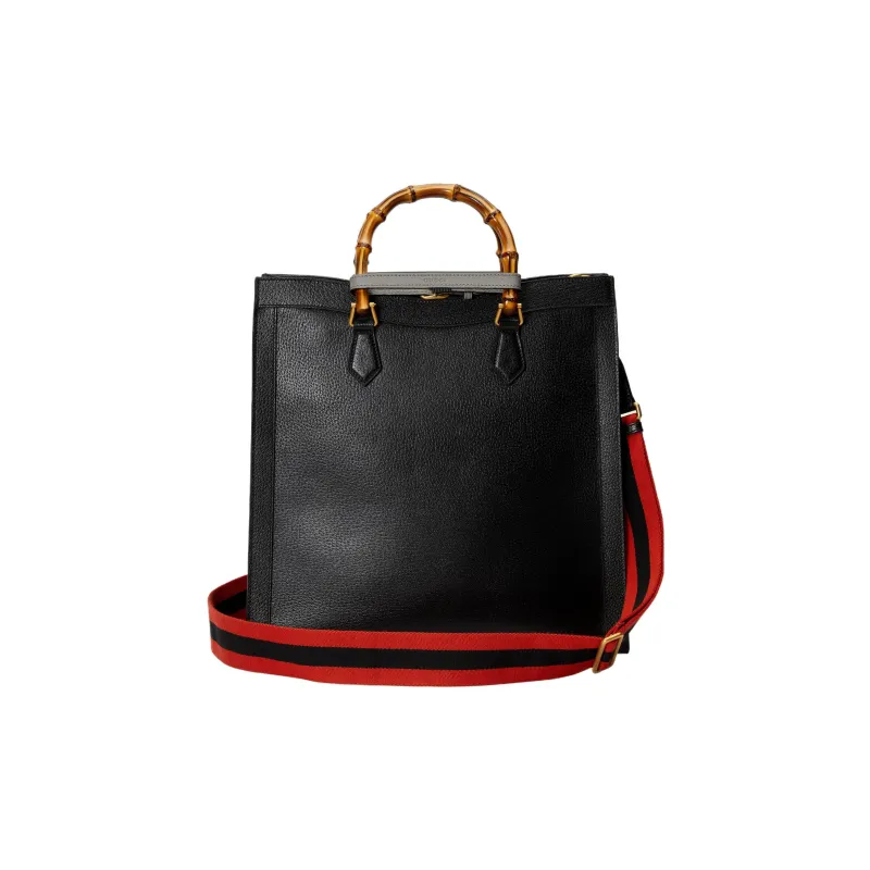 GUCCI Diana Leather Tote Bag Shopping Bag Shoulder Bag Crossbody Bag Handbag Large Size Men's Black-3
