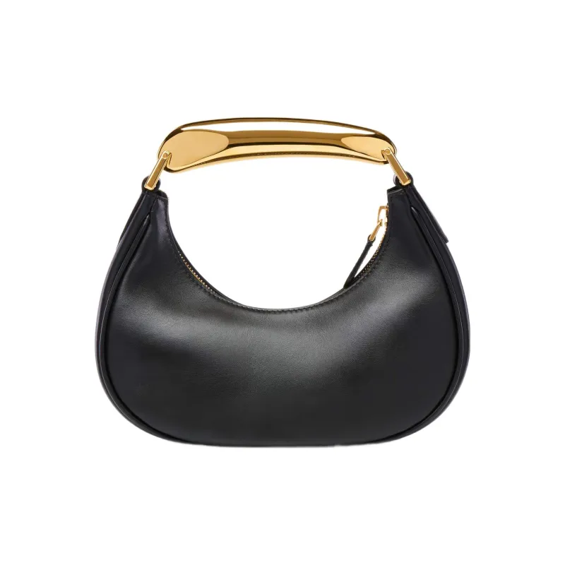 TF BIANCA Leather Hobo Bag Shoulder Bag Crossbody Bag Handbag Mini Women's Black-2