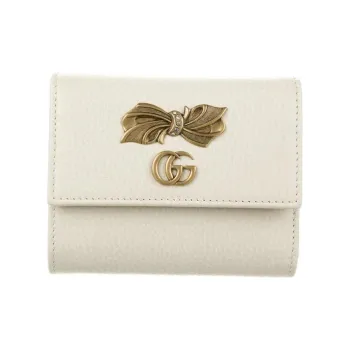 GUCCI Leather Coin Purses Wallets Women's White