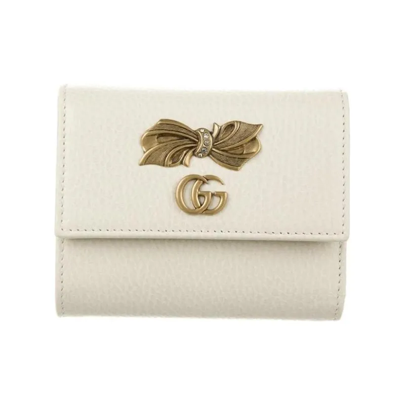 GUCCI Leather Coin Purses Wallets Women's White-0