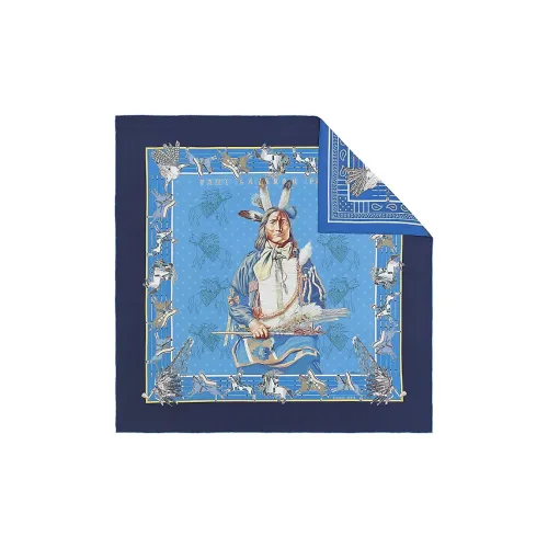 HERMES Silk Scarves Women's Blue