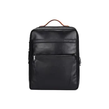 Hush Puppies With Multiple Textured Cow Leather Backpack Large Size Men's Black