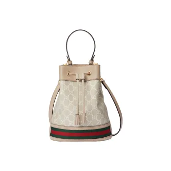 GUCCI Ophidia Canvas With Leather Bucket Bag Canvas Bag Handbag Shoulder Bag Crossbody Bag Small Size Women's Beige