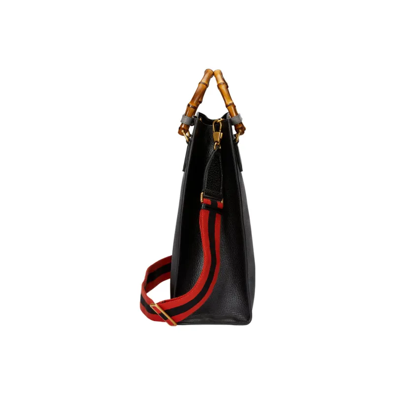 GUCCI Diana Leather Tote Bag Shopping Bag Shoulder Bag Crossbody Bag Handbag Large Size Men's Black-4