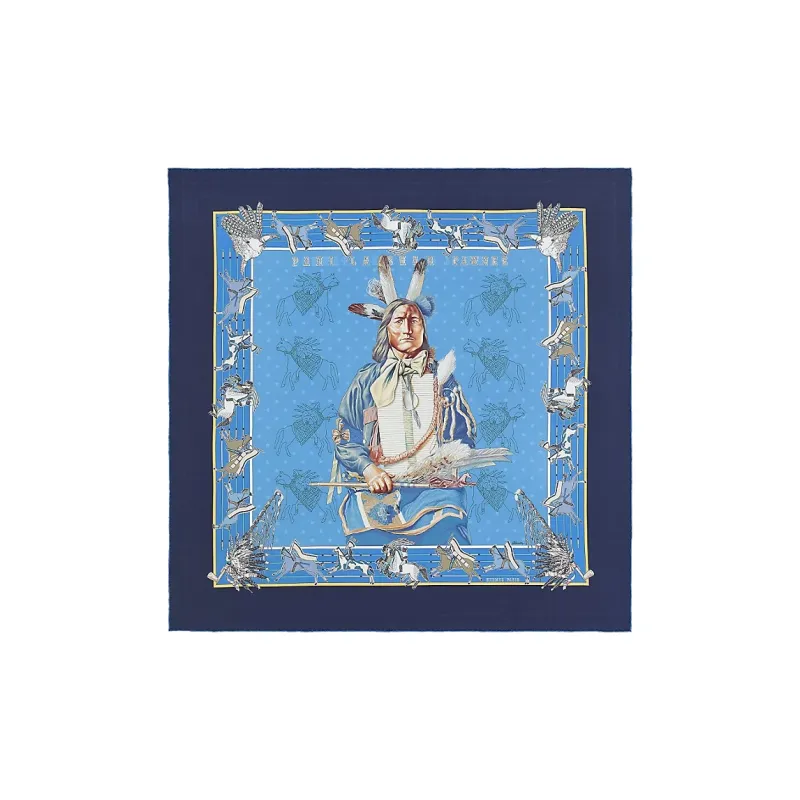 HERMES Silk Scarves Women's Blue-1