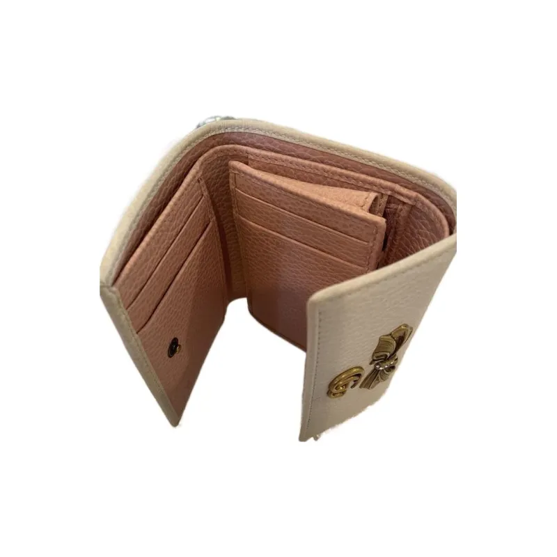 GUCCI Leather Coin Purses Wallets Women's White-4