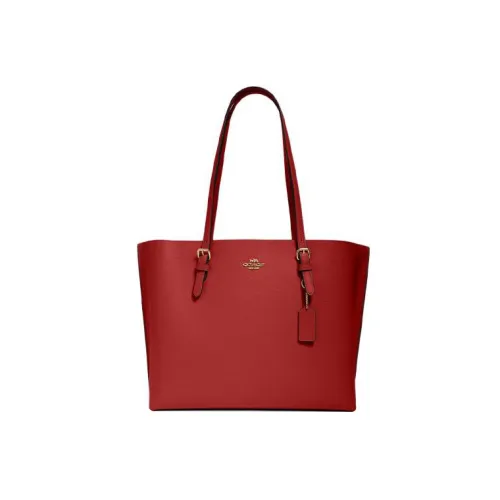 COACH Mollie Cow Leather Twister Bag Shopping Bag Shoulder Bag Handbag Large Size Women's Red