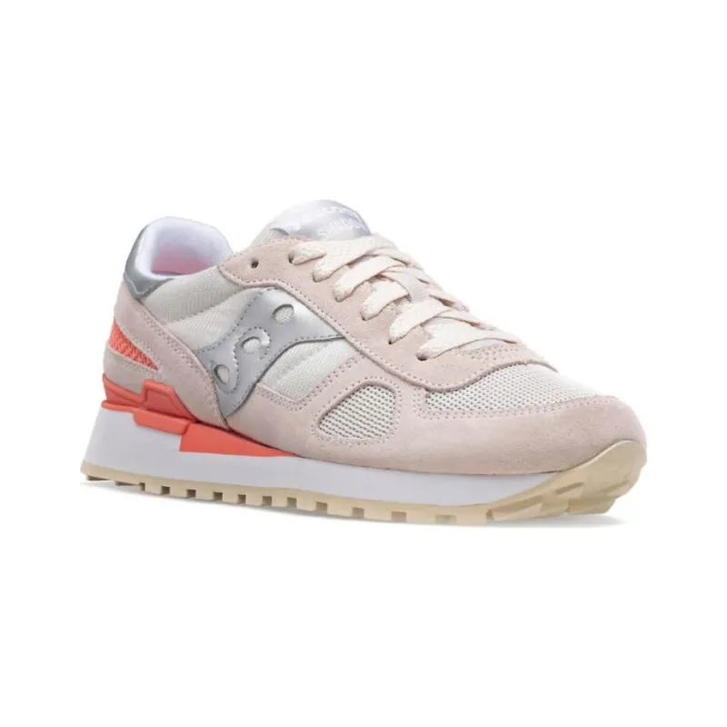 Saucony Shadow Original Slip Resistant Breathable Low Top Running Shoes Women's White Pink-2