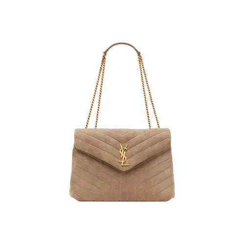 SAINT LAURENT LOULOU Calfskin Chain Shoulder Bag Handbag Shoulder Bag Women's Beige Yellow