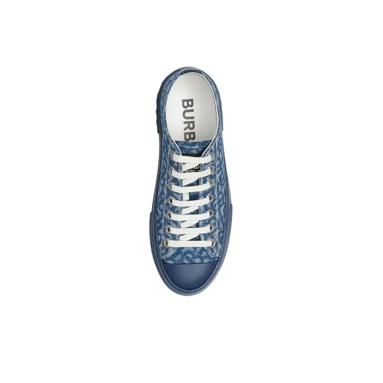 Burberry Low Top Skateboard Shoes Women's Denim Blue-1