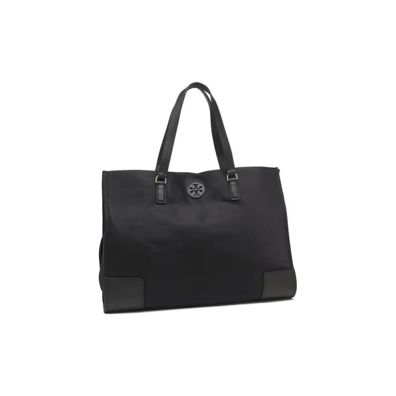 TORY BURCH Ella Cow Leather Detail Tote Bag Shopping Bag Shoulder Bag Handbag Regular Women's Black-1