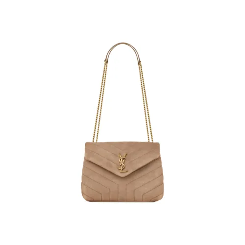 SAINT LAURENT LOULOU Cow Split Leather Chain Shoulder Bag Handbag Shoulder Bag Women's Beige Yellow