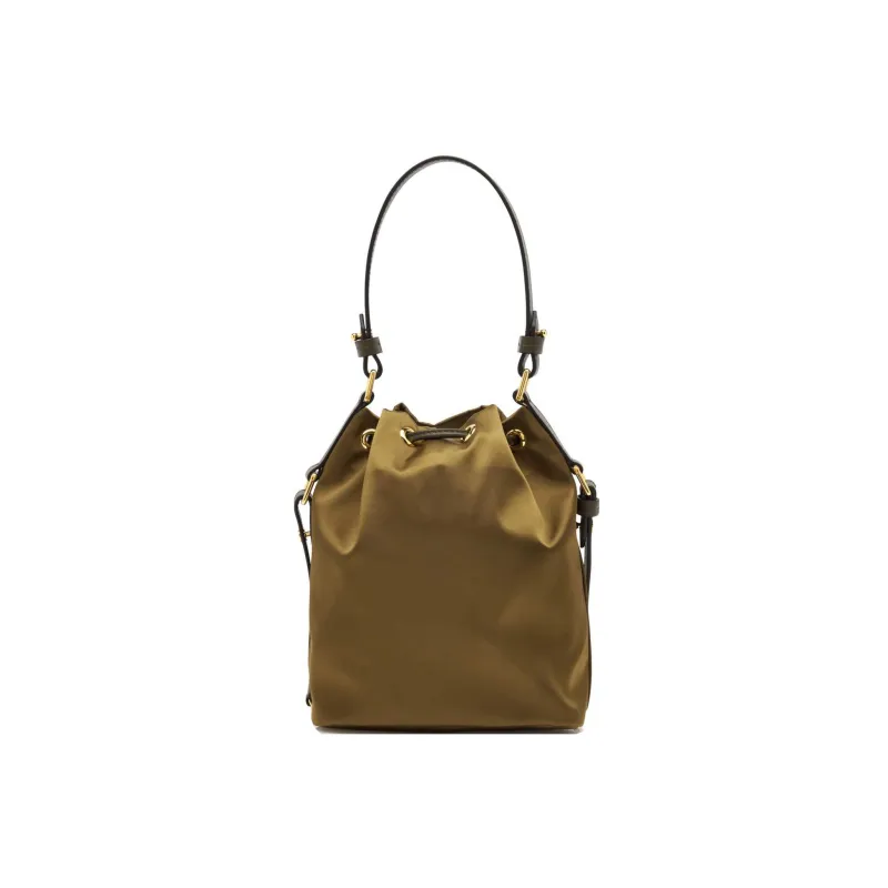 TOM FORD Velvet And Leather Trim Bucket Bag Handbag Shoulder Bag Crossbody Bag Small Size Women's Khaki Brown-3