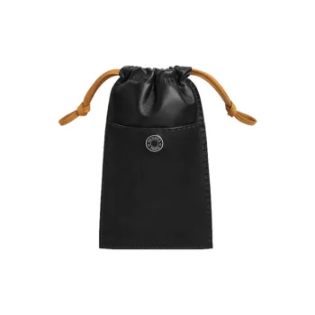 HERMES Pilo Milo Lambskin Swift Calfskin Cell Phone Pouch Women's Black/Sesame