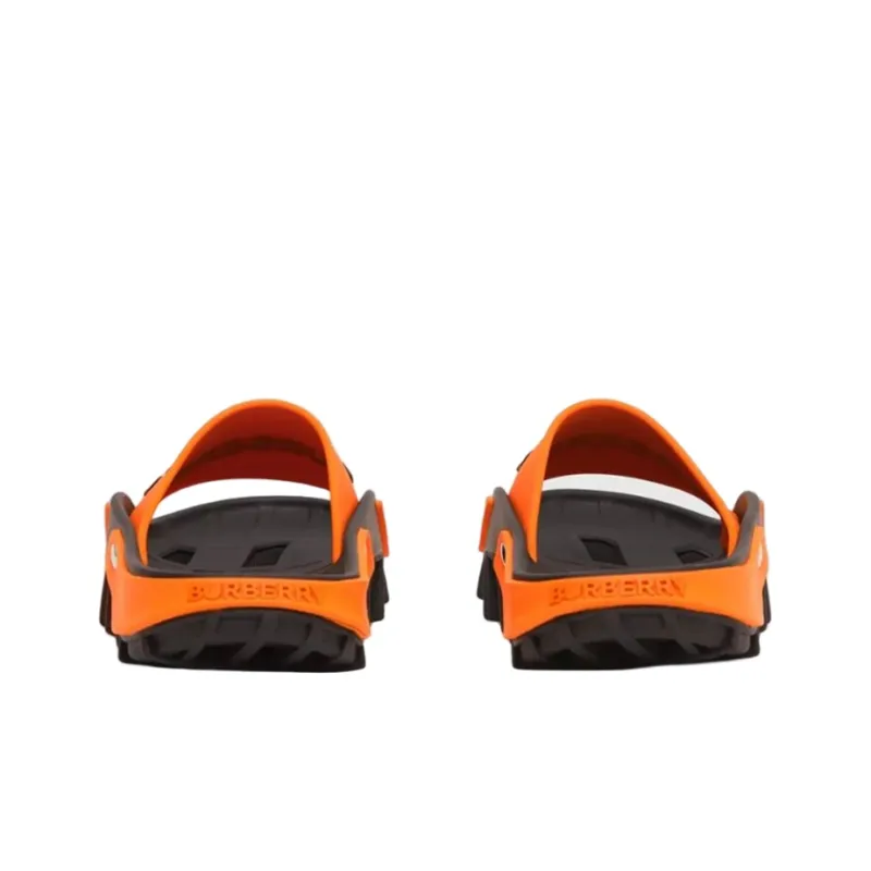 Burberry Slide Slippers Men's Black Orange-4