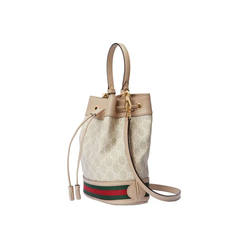 GUCCI Ophidia Canvas With Leather Bucket Bag Canvas Bag Handbag Shoulder Bag Crossbody Bag Small Size Women's Beige-1