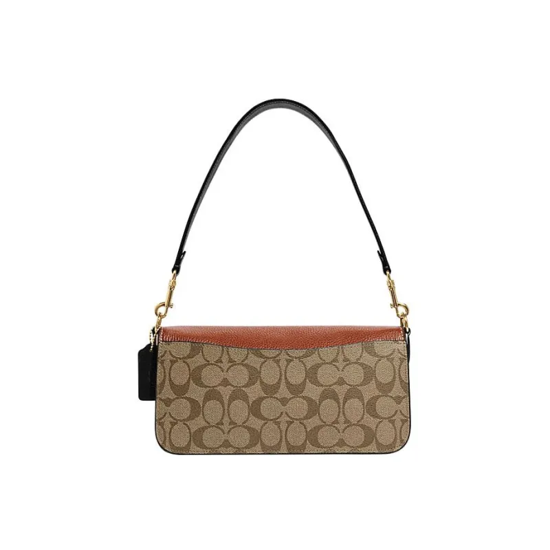 COACH With Cow Leather Portable Crossbody Bag, Shoulder Bag Large Size Women's Khaki & Brown-2