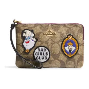 COACH Disney, Collaboration Cow Leather Wallet Regular Women's Khaki