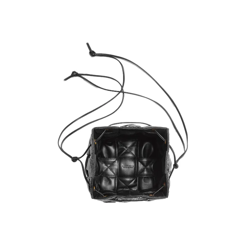 Bottega Veneta Plisse Intreccio Cassette Bucket Crossbody Bag Small Black-2