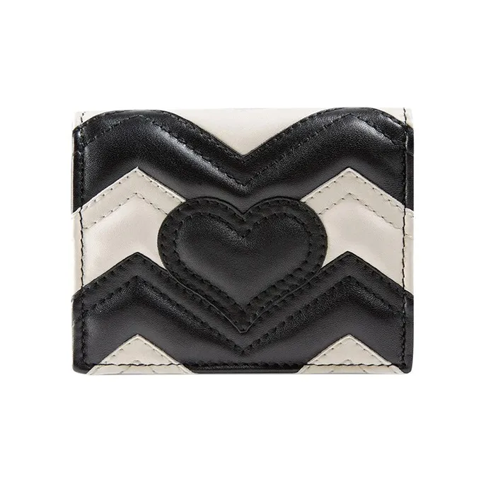 GUCCI GG Marmont Quilting Leather Card Holder Wallet Regular Women's Black/White-2