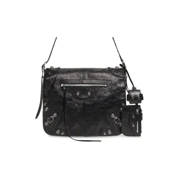 Balenciaga Le Cagole Lambskin Shoulder Bag, Crossbody Bag Medium Size Men's Black