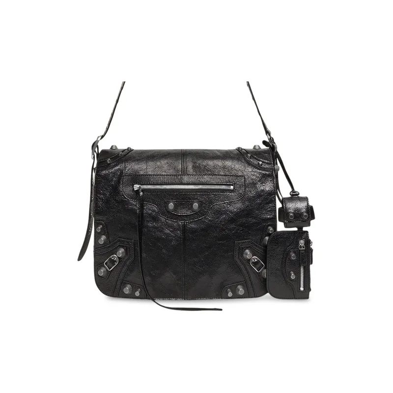 Balenciaga Le Cagole Lambskin Shoulder Bag, Crossbody Bag Medium Size Men's Black-0