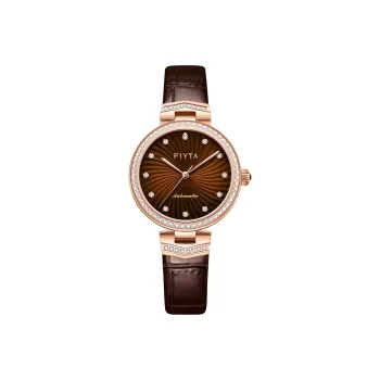 Fiyta Automatic Mechanical Movement Genuine Leather Strap Watch Women's Watch Coffee Watch Dial
