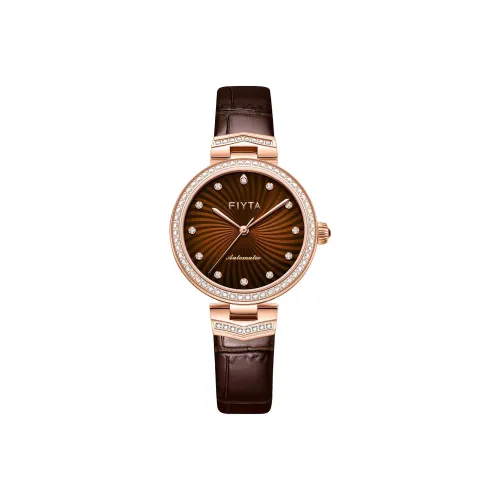 Fiyta Automatic Mechanical Movement Genuine Leather Strap Watch Women's Watch Coffee Watch Dial