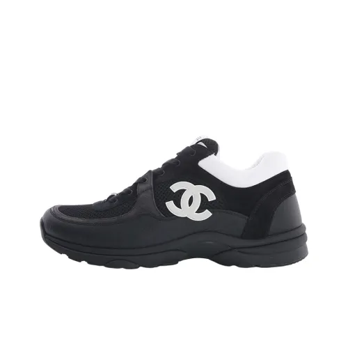 Chanel CC Leather Sneakers Black White