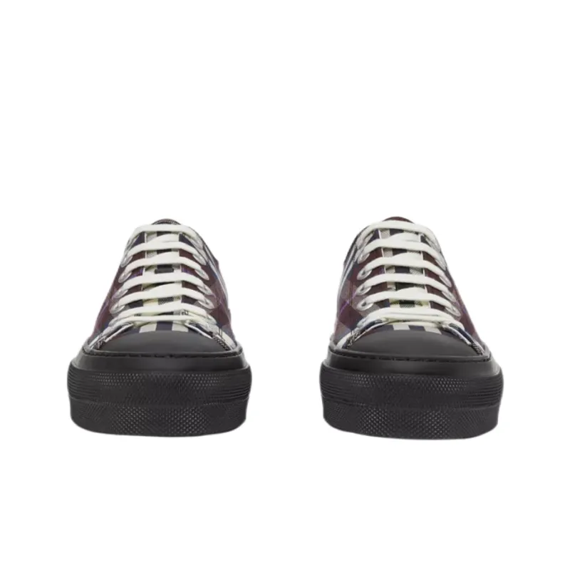 Burberry Vintage Check Cotton Sneakers Deep Maroon Women's-2
