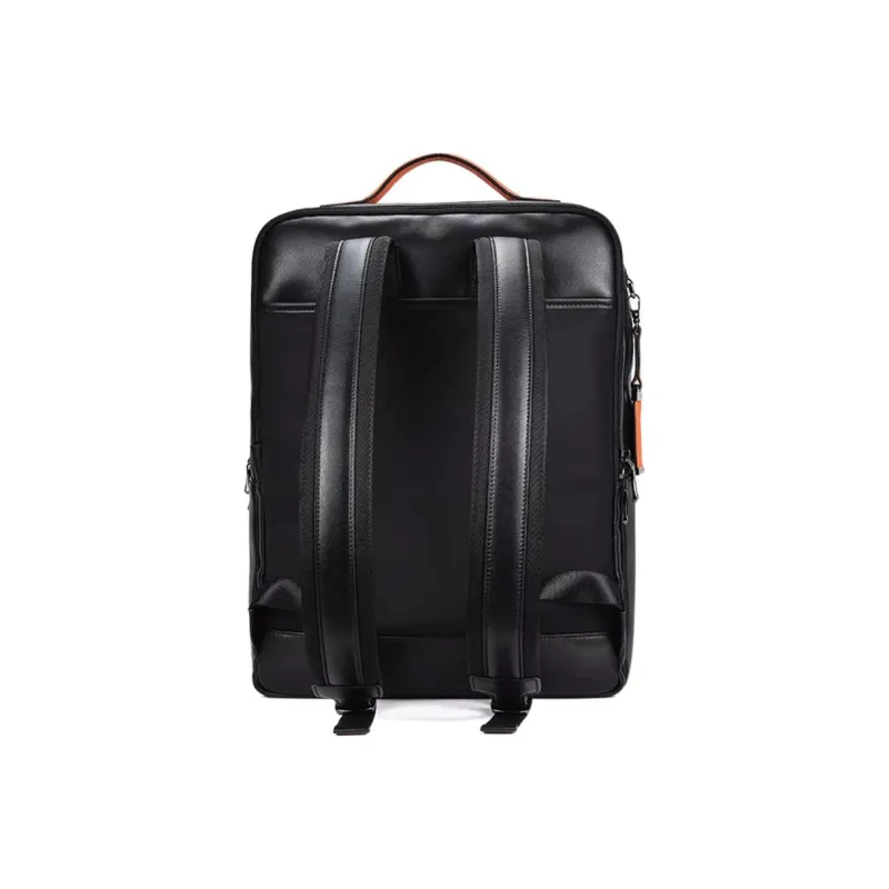 Hush Puppies With Multiple Textured Cow Leather Backpack Tubas Men's Black-1