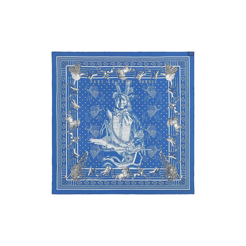 HERMES Silk Scarves Women's Blue-2
