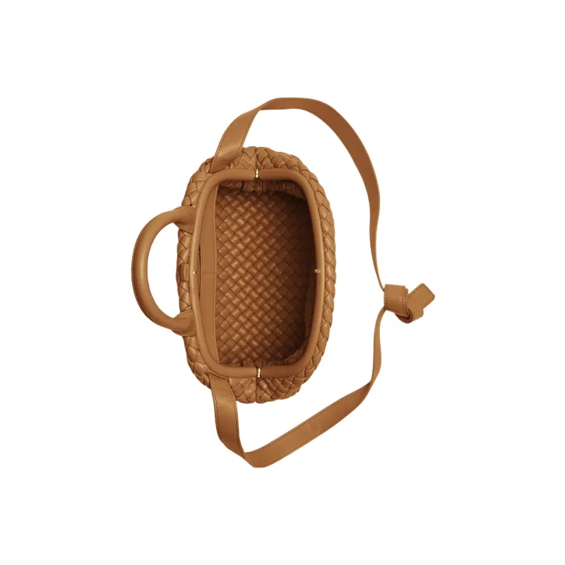Bottega Veneta Handle Intrecciato Top Handle Small Camel-2