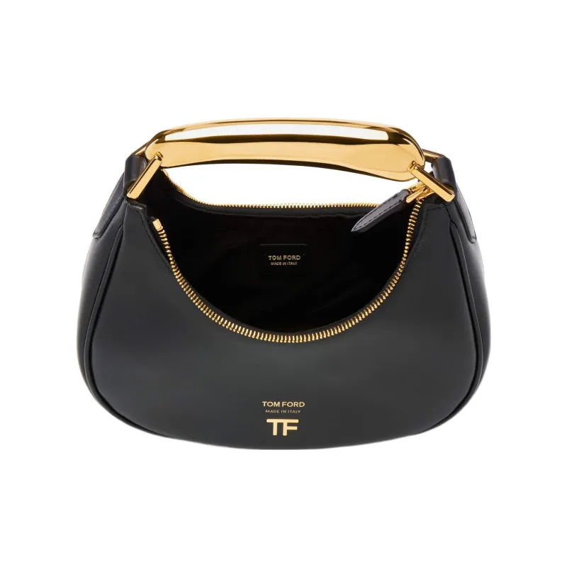 TF BIANCA Leather Hobo Bag Shoulder Bag Crossbody Bag Handbag Mini Women's Black-3