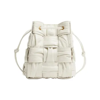 Bottega Veneta CASSETTE Sheepskin Bucket Bag, Crossbody Bag, Shoulder Bag Trumpets Women's White
