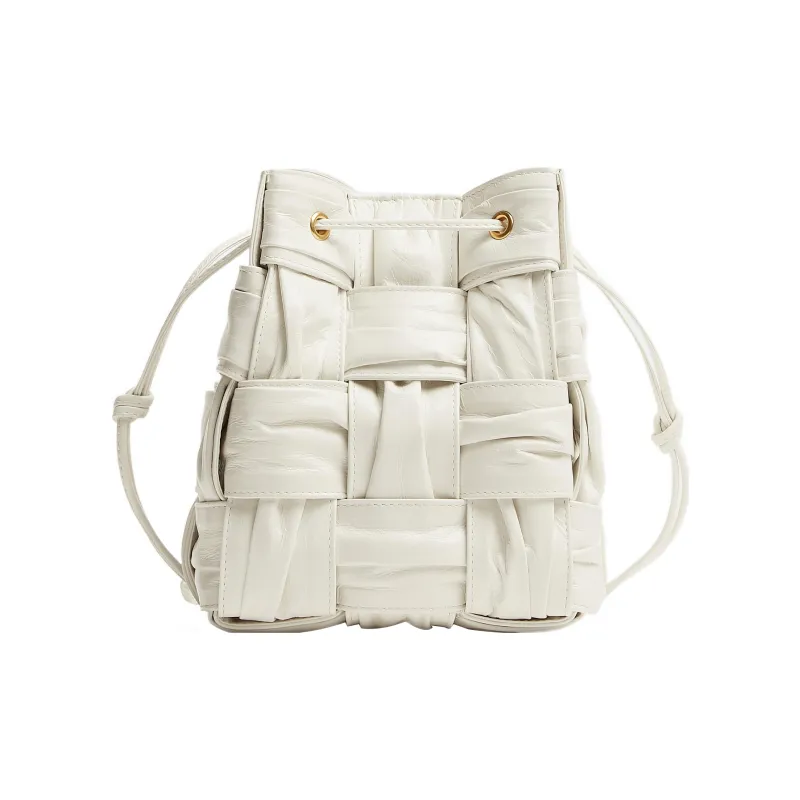Bottega Veneta CASSETTE Sheepskin Bucket Bag, Crossbody Bag, Shoulder Bag Trumpets Women's White-0